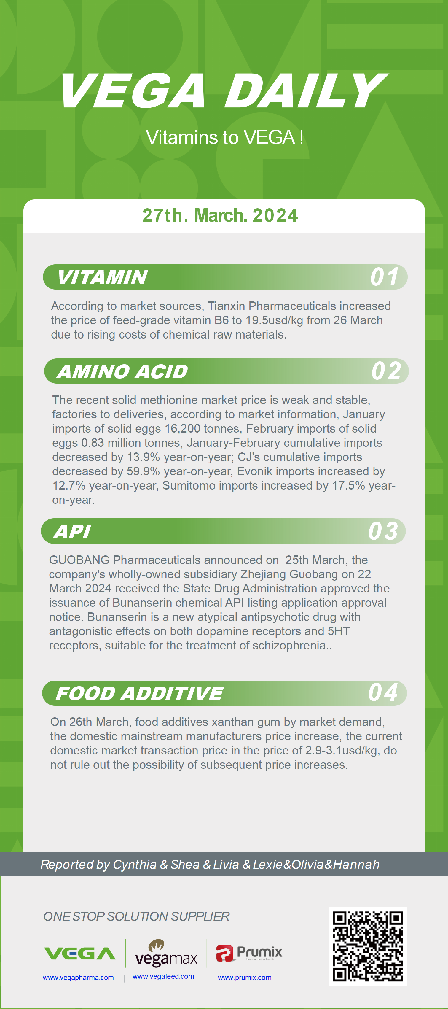 Vega Daily Dated on Mar 27th 2024 Vitamin Amino Acid APl Food Additives.png